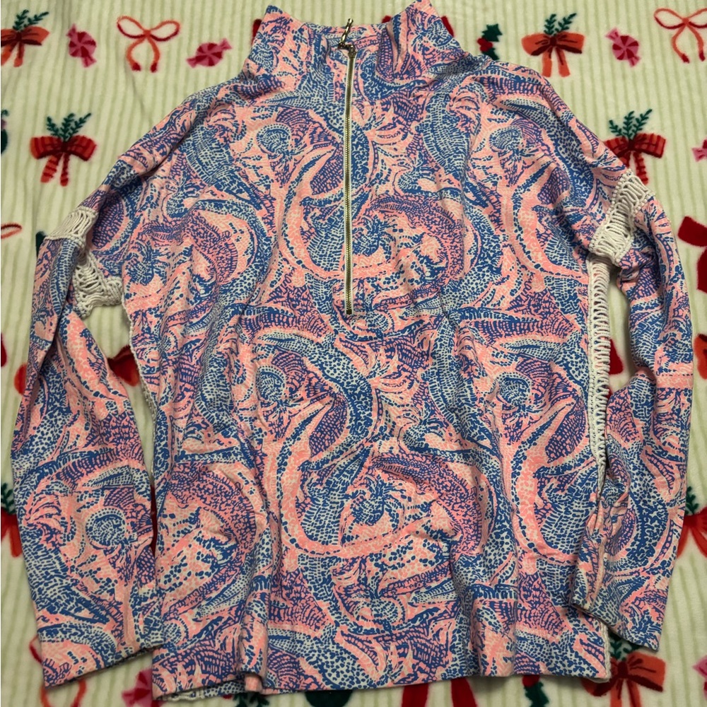 Lilly Pulitzer Pink and Blue Patterned Sweatshirt